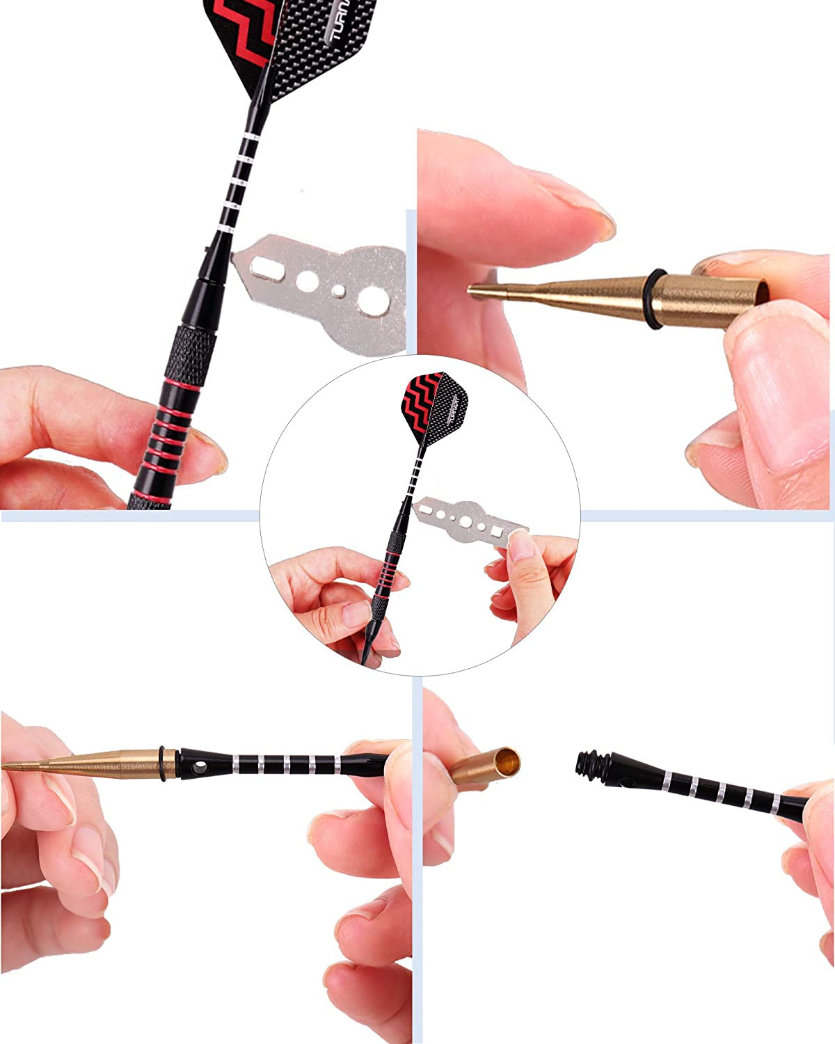 Darts Plastic Tip 9 Pcs 18 Grams Professional Soft Tip | Darts Set for Electronic Dartboard with 50 Extra Tips 9 Shafts 27 Flights Tool Kit Flight Protectors and Gift Darts Case