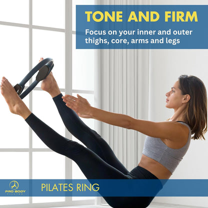Circle - 14 Inch Magic Circle Pilates Ring | 30 Lb Resistance, Dual Foam Grips, Inner Thigh Exerciser, Pilates at Home Equipment, Carry Pouch, Pilates Essentials