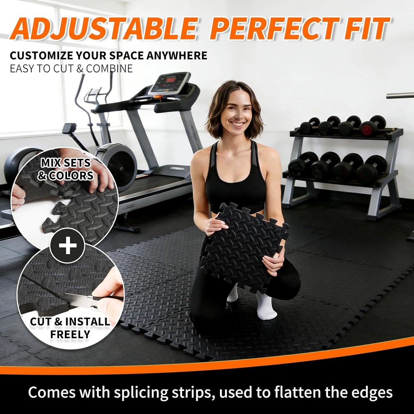Gym Flooring for Home Gym, 18 PCS Anti-Slip Interlocking Foam Floor Tiles, 12.6"X12.6"X0.4" EVA Exercise Mats, Puzzle Floor Mat for Workout, Yoga, Kids Play Area, Treadmill, Garage