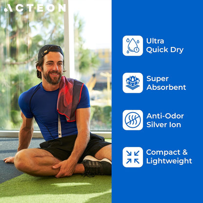 Microfiber Gym Towels 4 Pack, Quick Dry Odor Free Workout Towels for Men and Women, Super Absorbent Sports Sweat Towel for Gym, Yoga, Running, Travel, 16 X 30.5 Inch