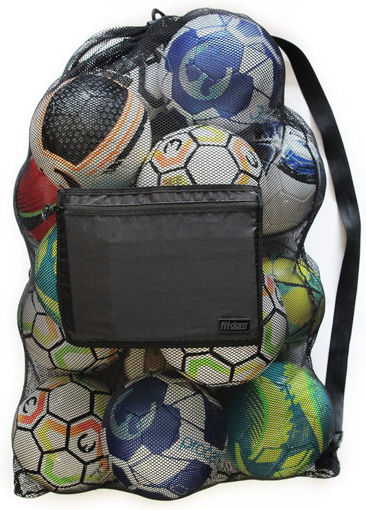 XL Heavy Duty Mesh Sports Gear Bag with Adjustable Shoulder Strap | 40" X 30" Jumbo Storage with Water Resistant Side Pocket for Soccer Balls, Swim Gear, Beach, Pool & Outdoor Equipment