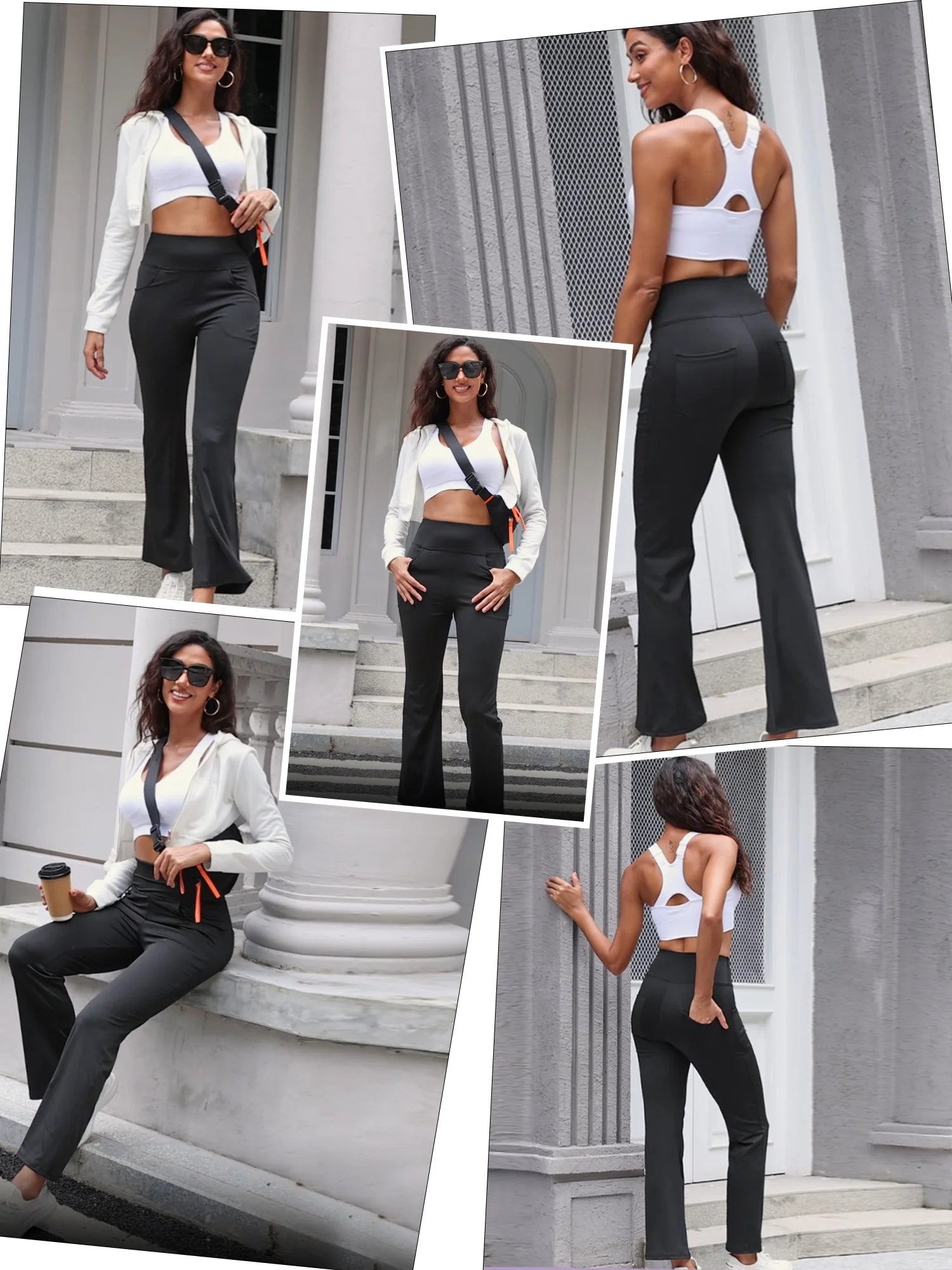 Womens Yoga Pants Flare Legging with Pockets Bootcut High Waist Lightweight Bottoms Workout Activewear Gray M
