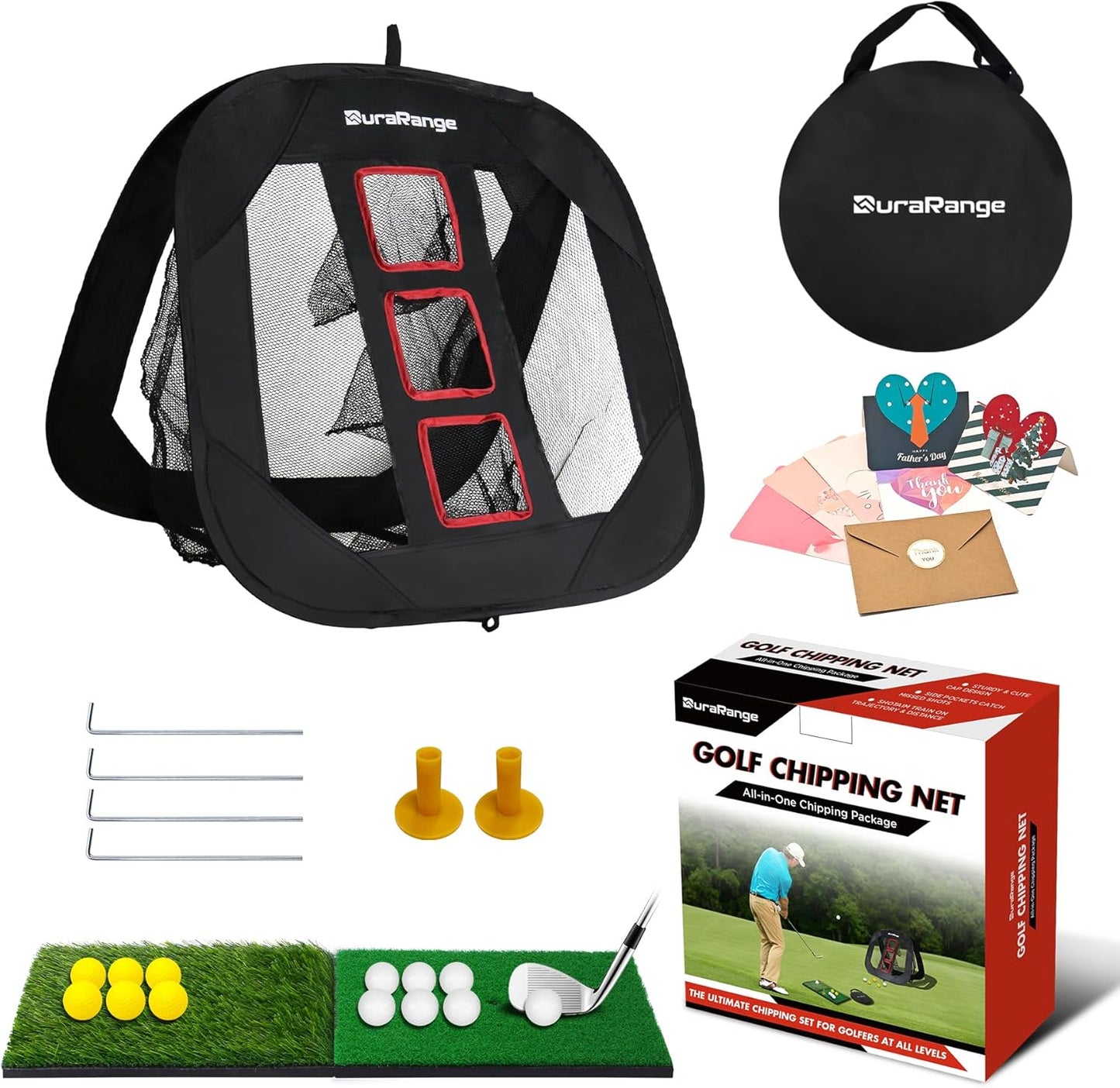 Pop-Up Golf Chipping Net for Short Game Practice | Foldable Triple-Target Design, Chipping Drills, Pitching Practice, Indoor Training, Backyard Practice, Quick Setup