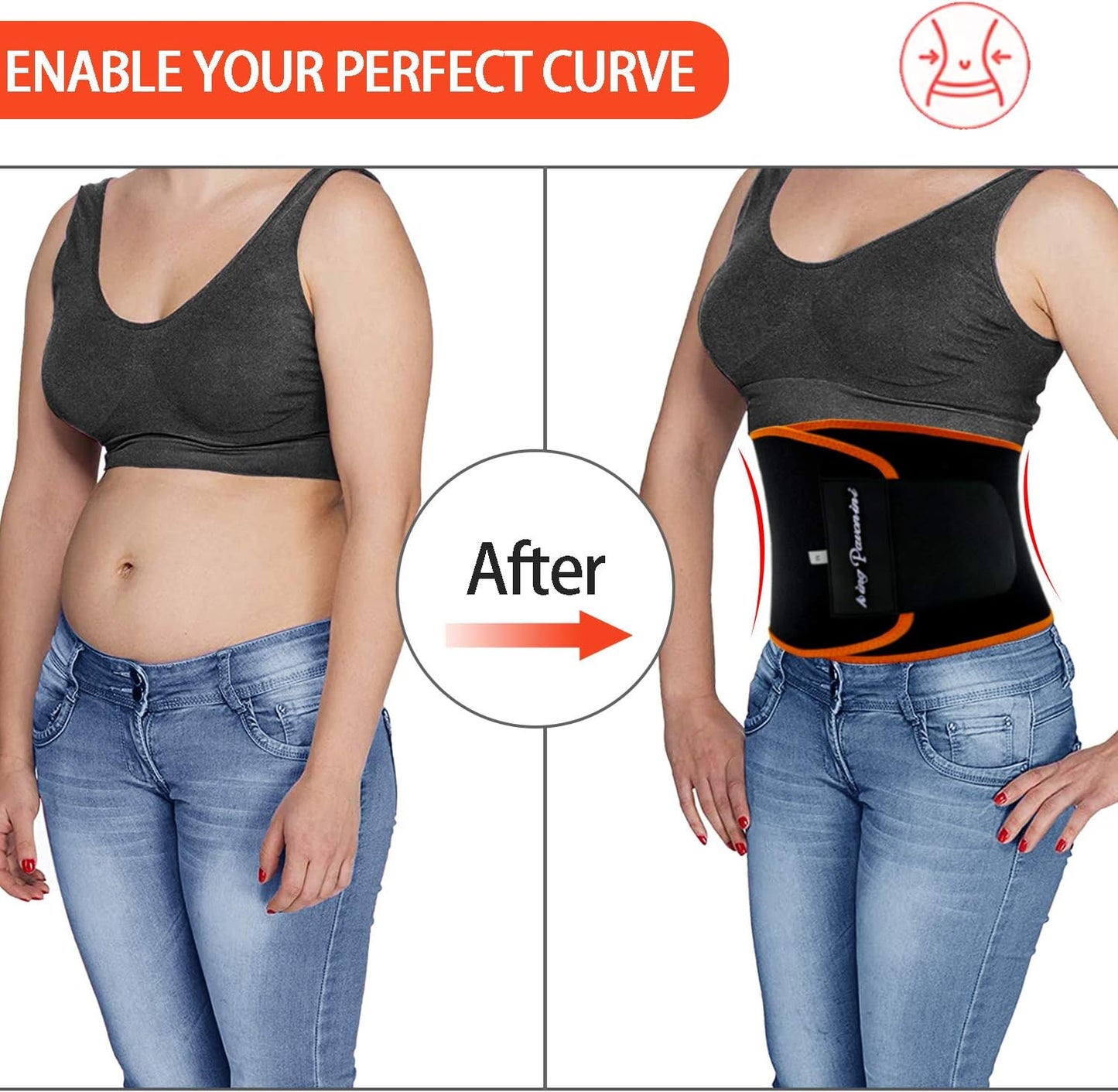 Waist Trainer for Men Women Belly Fat, Sweat Belt Band | Sweat-Enhancing Waist Trimmer, Stomach Wrap, Slimming Body Shaper, Adjustable Fit, for Gym High-Intensity Training & Workouts
