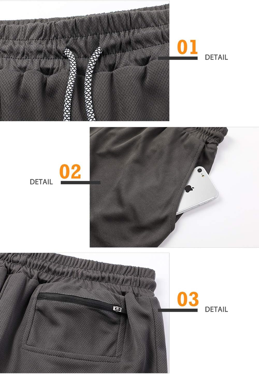 Men'S 2 in 1 Running Workout Shorts Athletic Gym 7" Shorts for Men | Lightweight, Quick Dry, Running, Workout, Gym, Training Shorts, Elastic Waist, Compression Liner Shorts with Phone Pocket