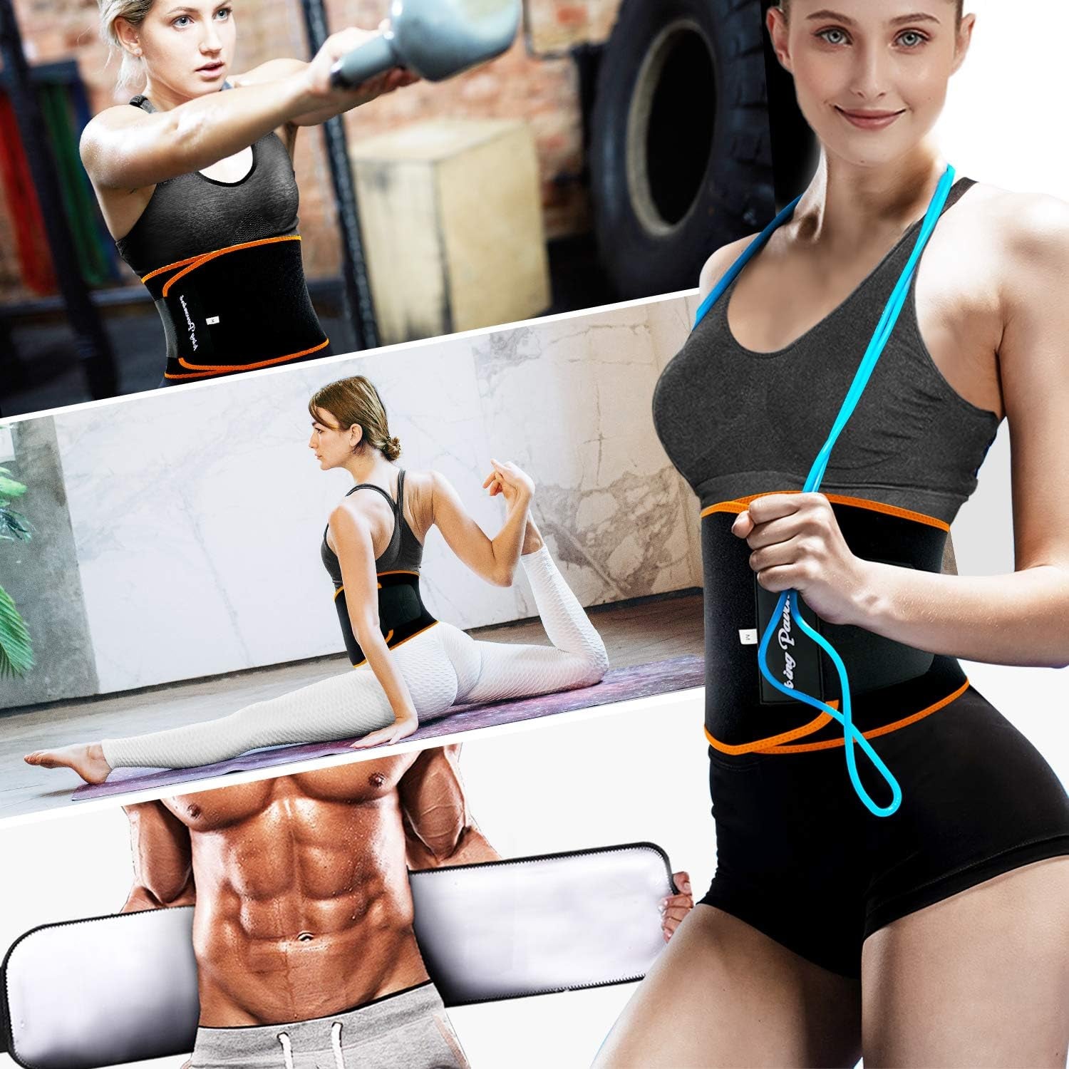 Waist Trainer for Men Women Belly Fat, Sweat Belt Band | Sweat-Enhancing Waist Trimmer, Stomach Wrap, Slimming Body Shaper, Adjustable Fit, for Gym High-Intensity Training & Workouts