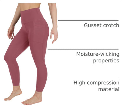 Cotton High Waist Ankle Length Compression Leggings with Elastic Free Waistband