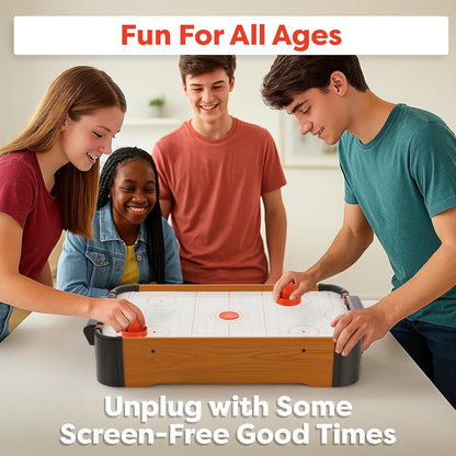 Hey Play Air Hockey Table Mini Arcade Game, 22” X 12” X 4” | Tabletop Board Game for Girls and Boys, Battery-Operated, and Includes Puck and Paddles