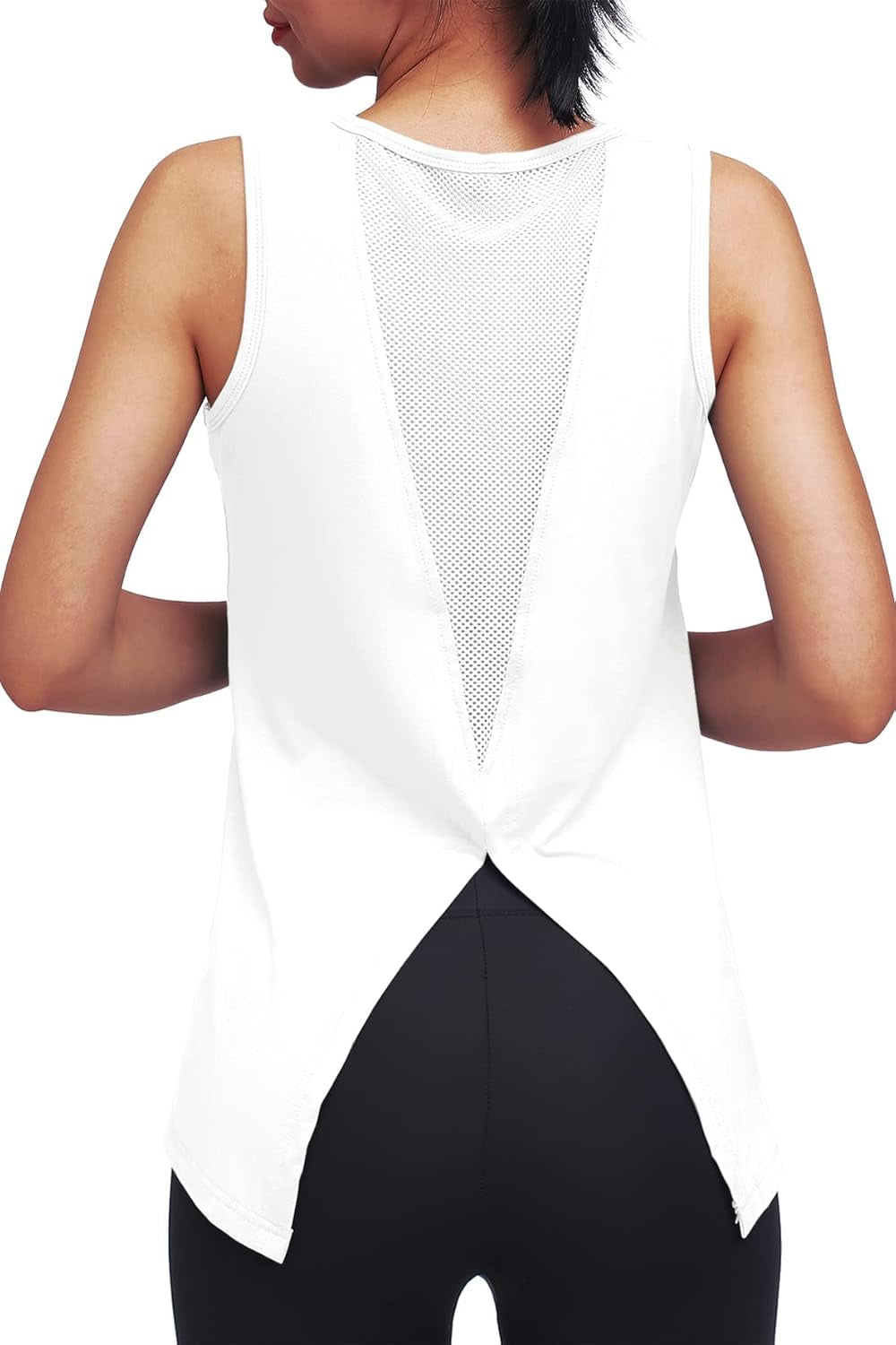 Workout Tops for Women Yoga Tank Athletic Muscle Shirts Tie Back | Open Back, Loose Fit, Breathable Mesh, Racerback, Sleeveless Shirts, Workout Clothes for Women