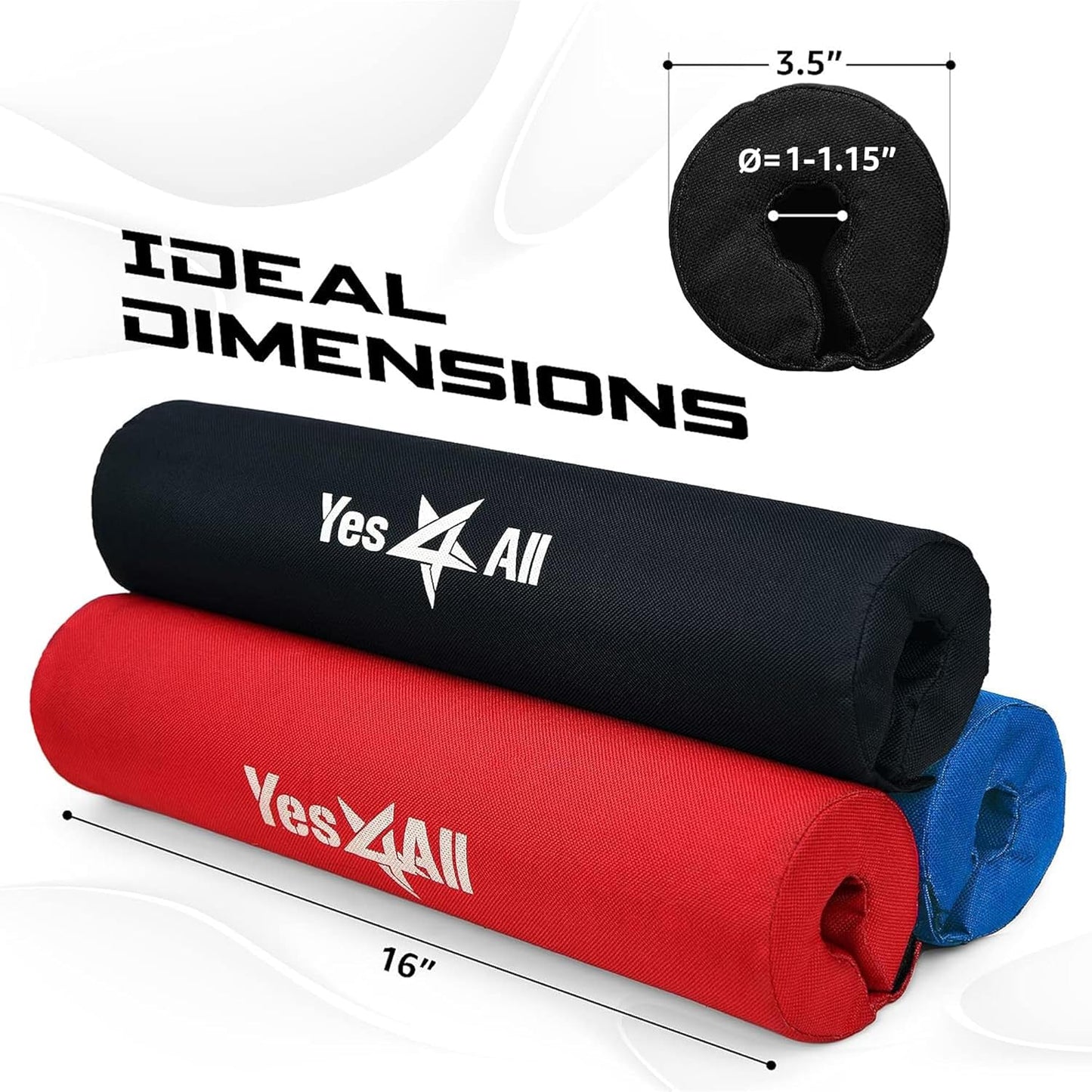 Ergonomic Foam Bar Pad, Olympic Barbell Squat & Neck Pad for Squats, Hip Thrusts & Weight Lifting Bar