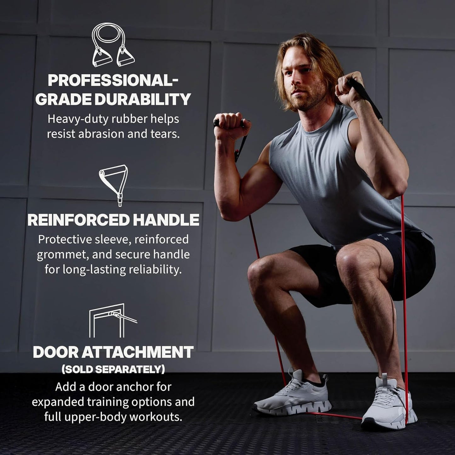Xertube Resistance Bands with Handles – All Exercise Cords Sold Separately with Home Gym Workout Fitness Door Anchor Attachment Option