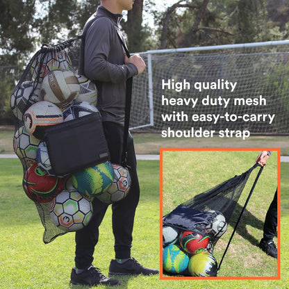 XL Heavy Duty Mesh Sports Gear Bag with Adjustable Shoulder Strap | 40" X 30" Jumbo Storage with Water Resistant Side Pocket for Soccer Balls, Swim Gear, Beach, Pool & Outdoor Equipment