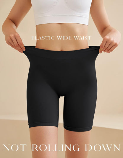 Women'S Slip Shorts for under Dresses, Seamless Smooth Comfortable Stretch Yoga & Bike Shorts | Boyshort Style, Soft Smooth, No Panty Lines, No Roll Up, Cooling Breathable, Lightweight Stretch, Yoga, Travel, Daily