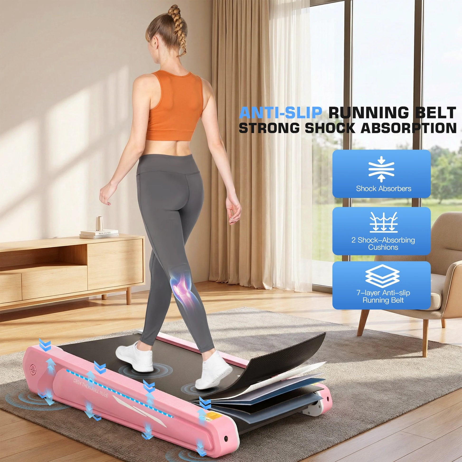 Walking Pad 2.5HP Brushless Motor 300Lbs Weight Capacity,Portable under Desk Treadmill with App Remote Control,Low-Noise Desk Treadmill in LED Display,Installation-Free