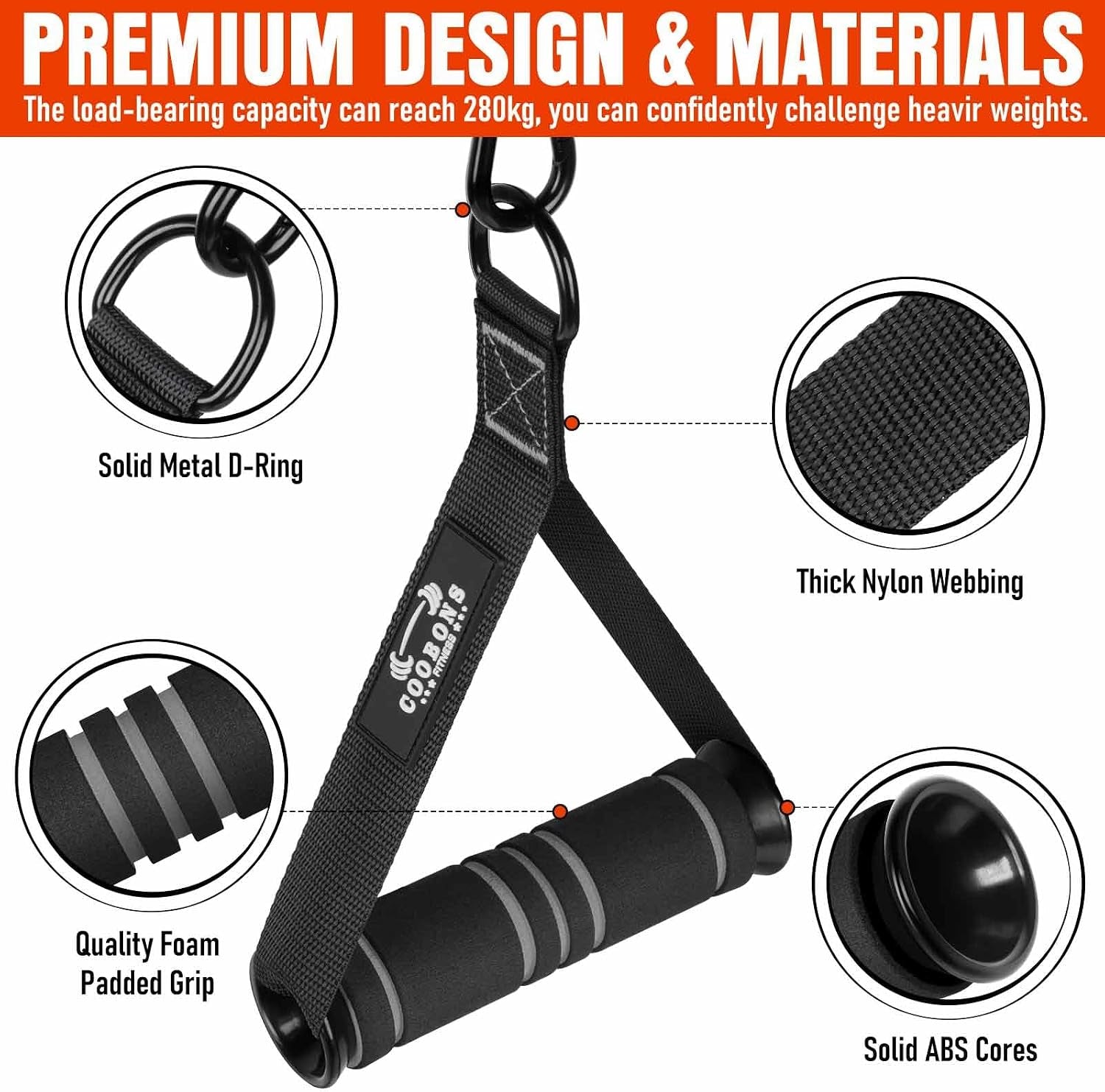 Heavy Duty Exercise Handles, Gym Cable Handles for Cable Machine Attachments, D Handle Cable Attachments, Handles for Resistance Bands, Workout Accessories, Fitness Equipment for Home Gym