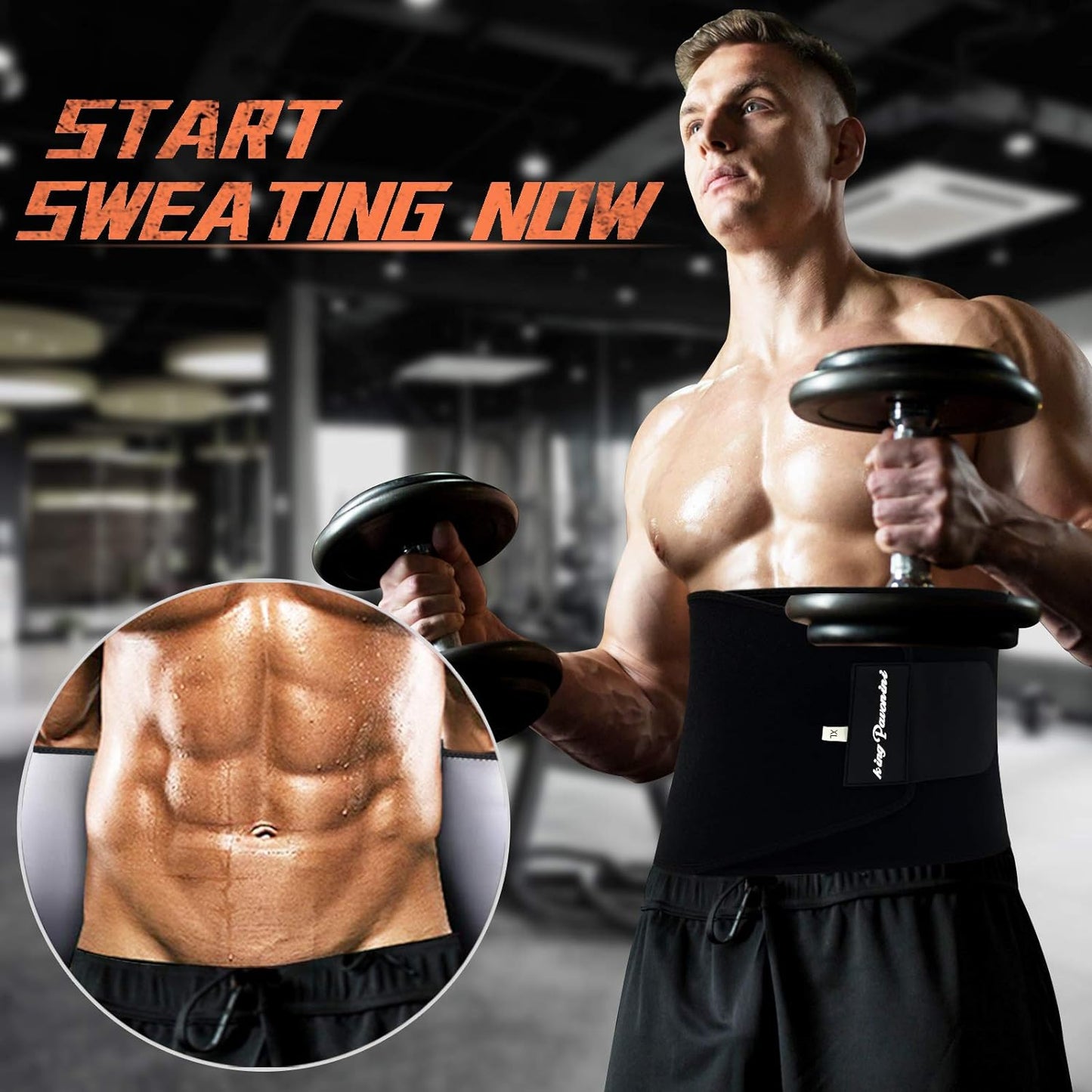 Waist Trainer for Men Women Belly Fat, Sweat Belt Band | Sweat-Enhancing Waist Trimmer, Stomach Wrap, Slimming Body Shaper, Adjustable Fit, for Gym High-Intensity Training & Workouts