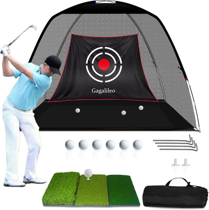 Golf Hitting Net for Backyard Driving 12X7Ft with Quiet Target | Portable Velvet Impact Equipment Broad Catching Area Suited to Chipping and Garage Swing Sessions Black