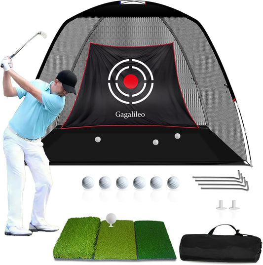 Golf Hitting Net for Backyard Driving 12X7Ft with Quiet Target | Portable Velvet Impact Equipment Broad Catching Area Suited to Chipping and Garage Swing Sessions Black