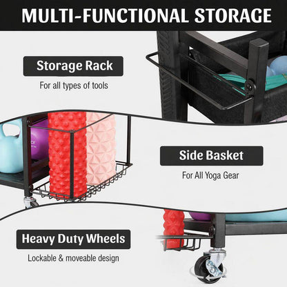 220 Lbs. Yoga Mat Storage Racks Gym Sports Equipment Storage Organizer with Black Finish