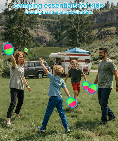 Toss and Catch Ball Game, Outdoor Toys for Beach Pool Yard Camping | 2 Paddles 2 Sticky Balls & Carry Bag, Backyard Games for Kids Ages 3-12 & Family, Ideal Birthday & Holiday for Boys Girls