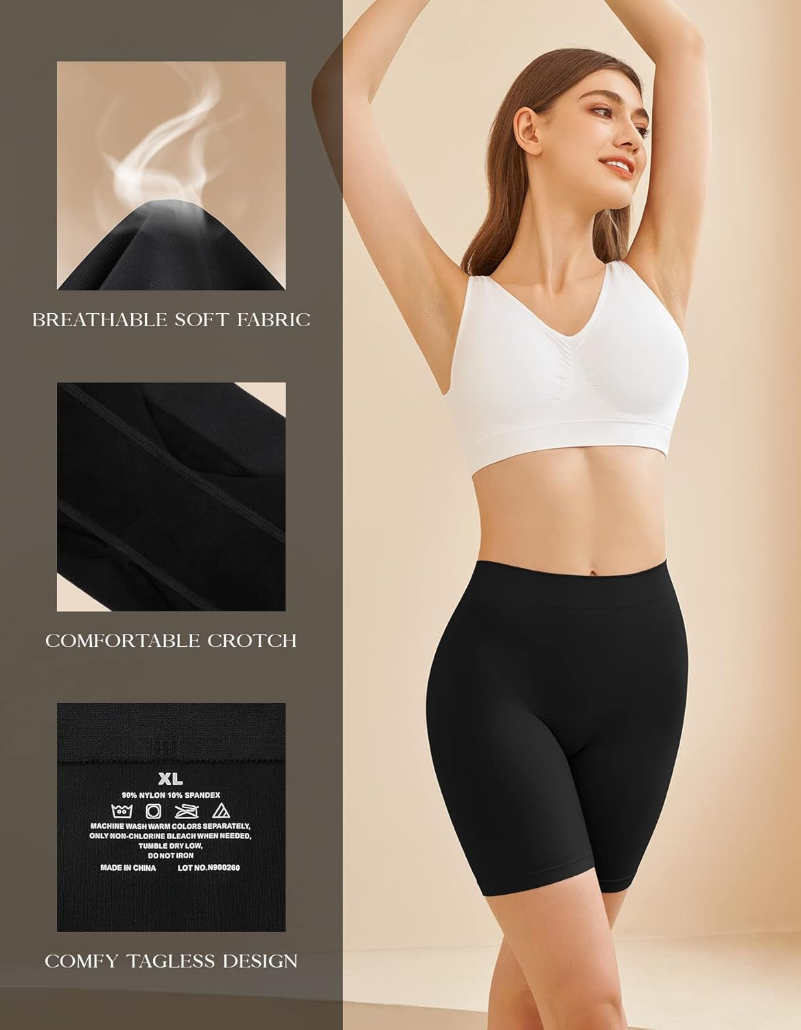 Women'S Slip Shorts for under Dresses, Seamless Smooth Comfortable Stretch Yoga & Bike Shorts | Boyshort Style, Soft Smooth, No Panty Lines, No Roll Up, Cooling Breathable, Lightweight Stretch, Yoga, Travel, Daily