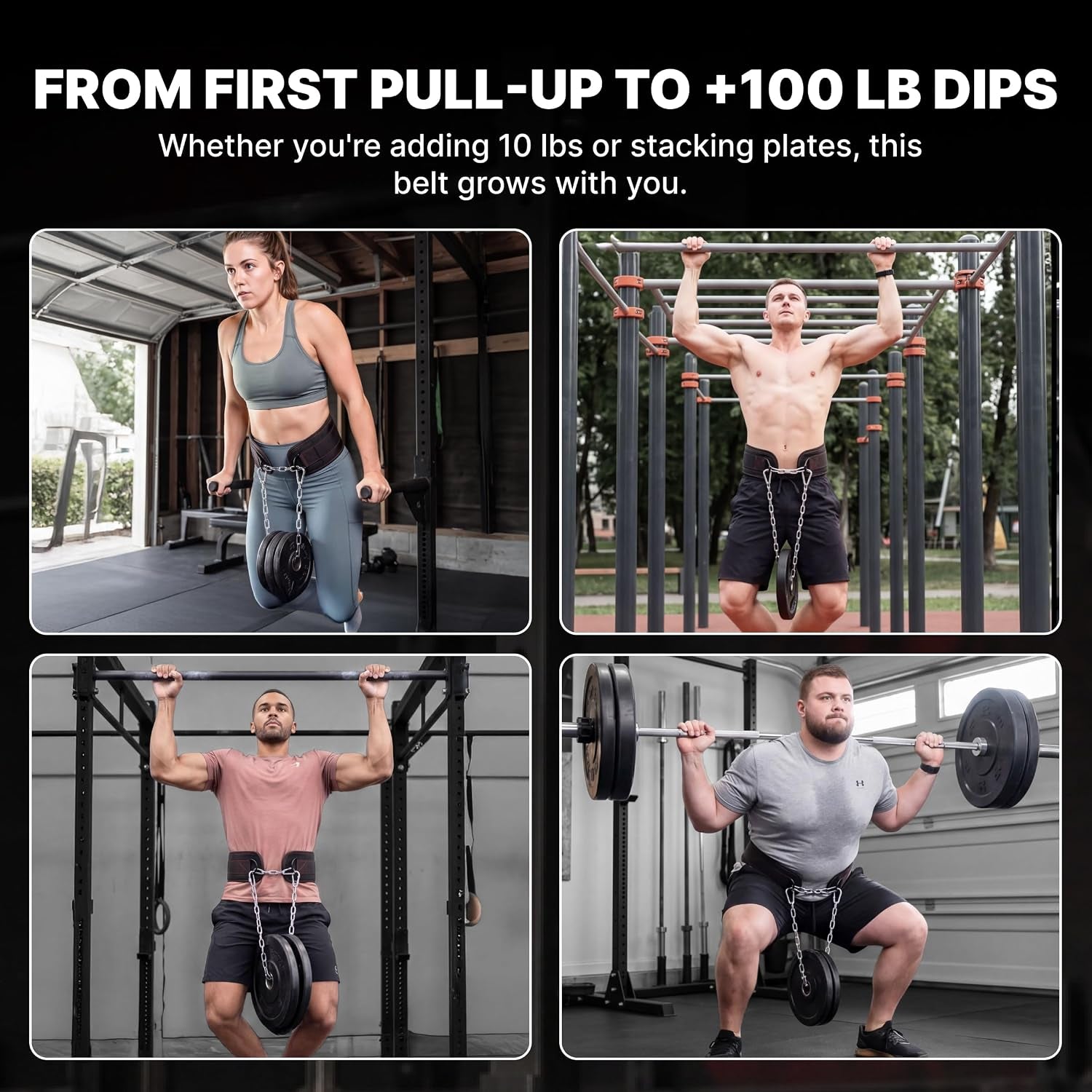 Dip Belt for Weight Lifting, Pullup, Squats & Dips - 36" Robust Steel Chain, Comfortable Neoprene Padding Supports 350Lbs - Gym Weight Belt for Strength Training Workout & Weightlifting