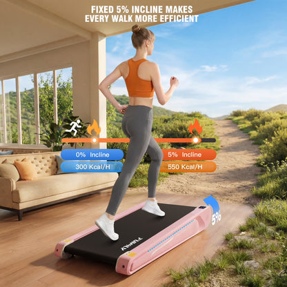 Walking Pad 2.5HP Brushless Motor 300Lbs Weight Capacity,Portable under Desk Treadmill with App Remote Control,Low-Noise Desk Treadmill in LED Display,Installation-Free