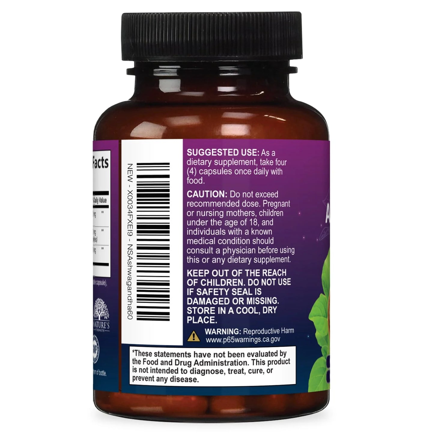 Ashwagandha Supplements - High-Absorption Ashwagandha Root Extract Powder with Black Pepper for Max Absorption - Herbal Supplement for Women & Men, Vegan & Gluten Free, Bottled in USA - 60 Capsules