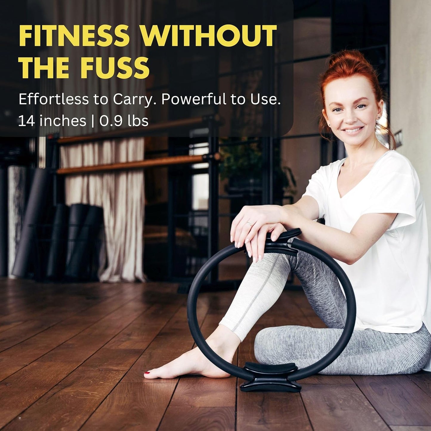 Circle - 14 Inch Magic Circle Pilates Ring | 30 Lb Resistance, Dual Foam Grips, Inner Thigh Exerciser, Pilates at Home Equipment, Carry Pouch, Pilates Essentials