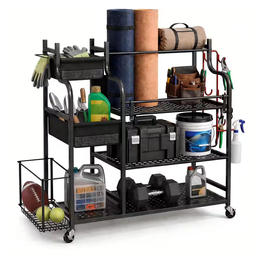 220 Lbs. Yoga Mat Storage Racks Gym Sports Equipment Storage Organizer with Black Finish
