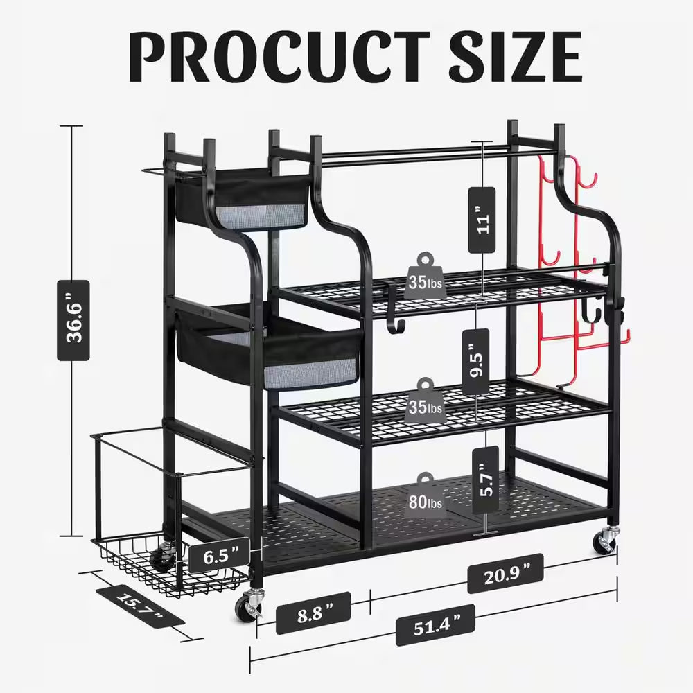 220 Lbs. Yoga Mat Storage Racks Gym Sports Equipment Storage Organizer with Black Finish