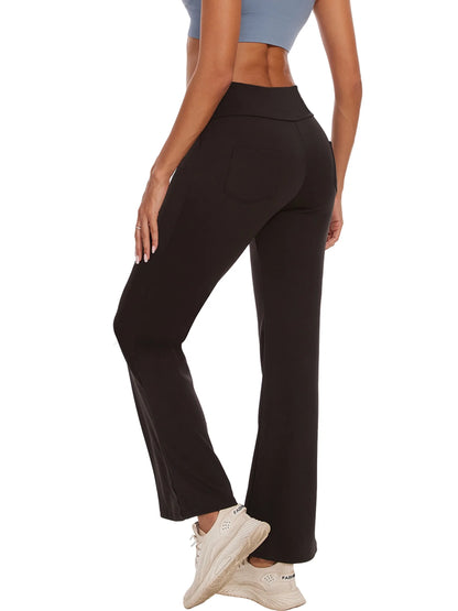 Womens Yoga Pants Flare Legging with Pockets Bootcut High Waist Lightweight Bottoms Workout Activewear Gray M