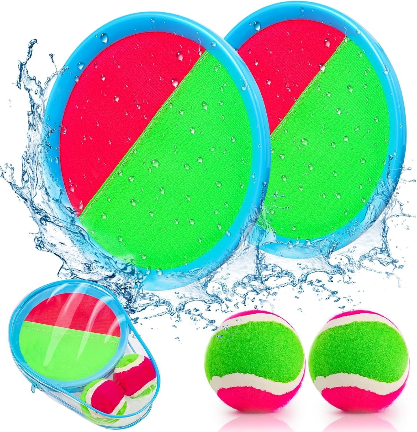 Toss and Catch Ball Game, Outdoor Toys for Beach Pool Yard Camping | 2 Paddles 2 Sticky Balls & Carry Bag, Backyard Games for Kids Ages 3-12 & Family, Ideal Birthday & Holiday for Boys Girls