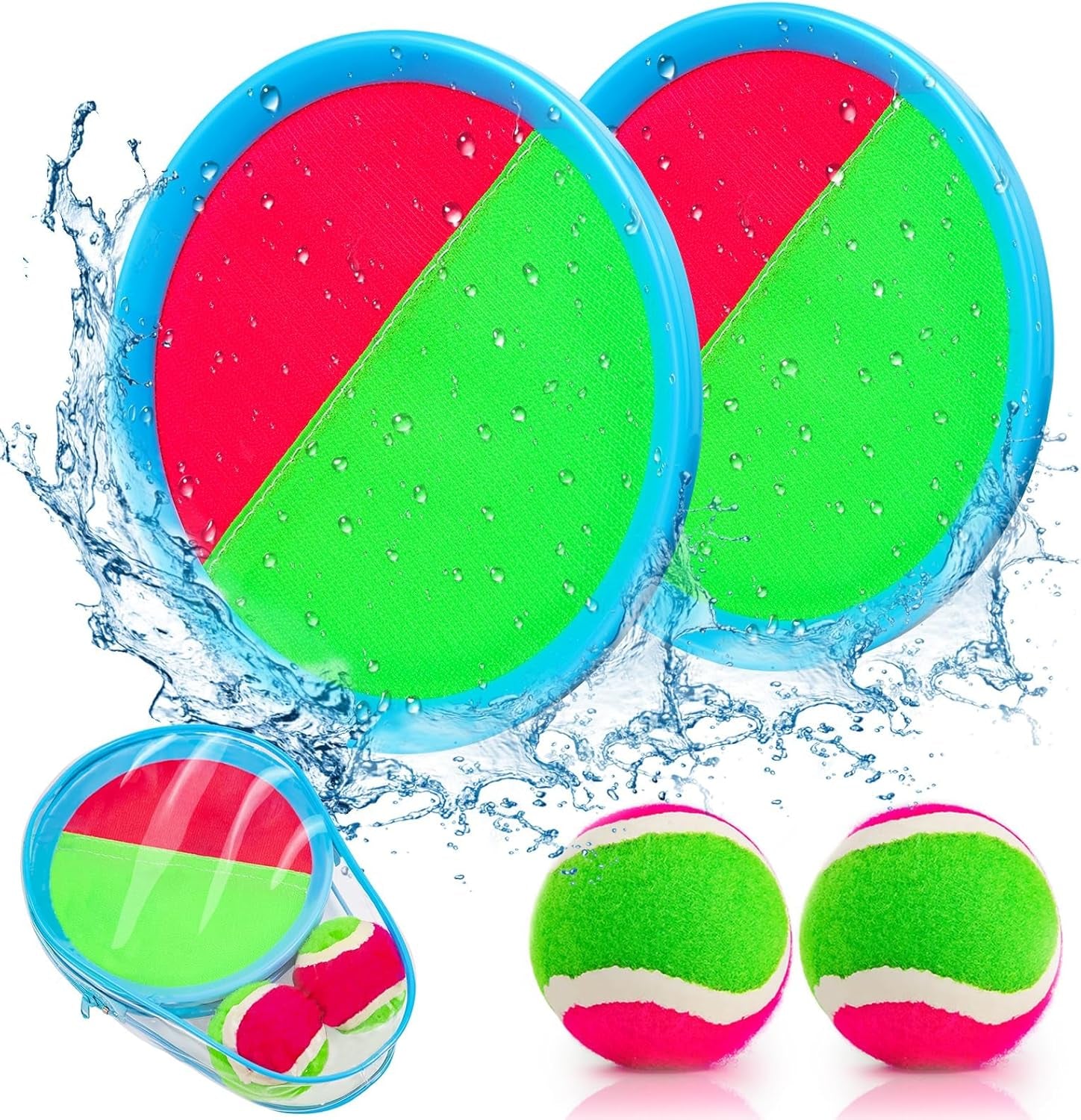 Toss and Catch Ball Game, Outdoor Toys for Beach Pool Yard Camping | 2 Paddles 2 Sticky Balls & Carry Bag, Backyard Games for Kids Ages 3-12 & Family, Ideal Birthday & Holiday for Boys Girls