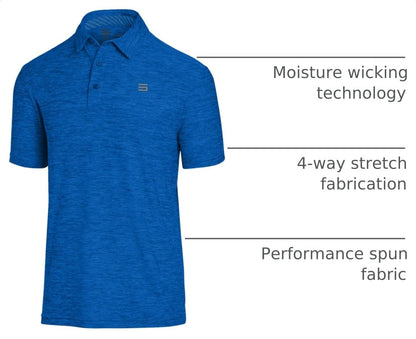Golf Shirts for Men - Dry Fit Short-Sleeve Polo, Athletic Casual Collared T-Shirt