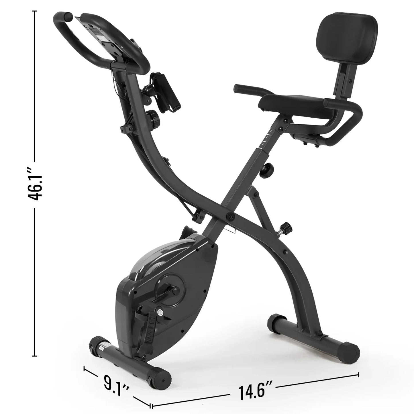 3 in 1 Exercise Bike Quiet Folding Magnetic Stationary Exercise Bikes with Arm Resistance Bands Home Workout Use