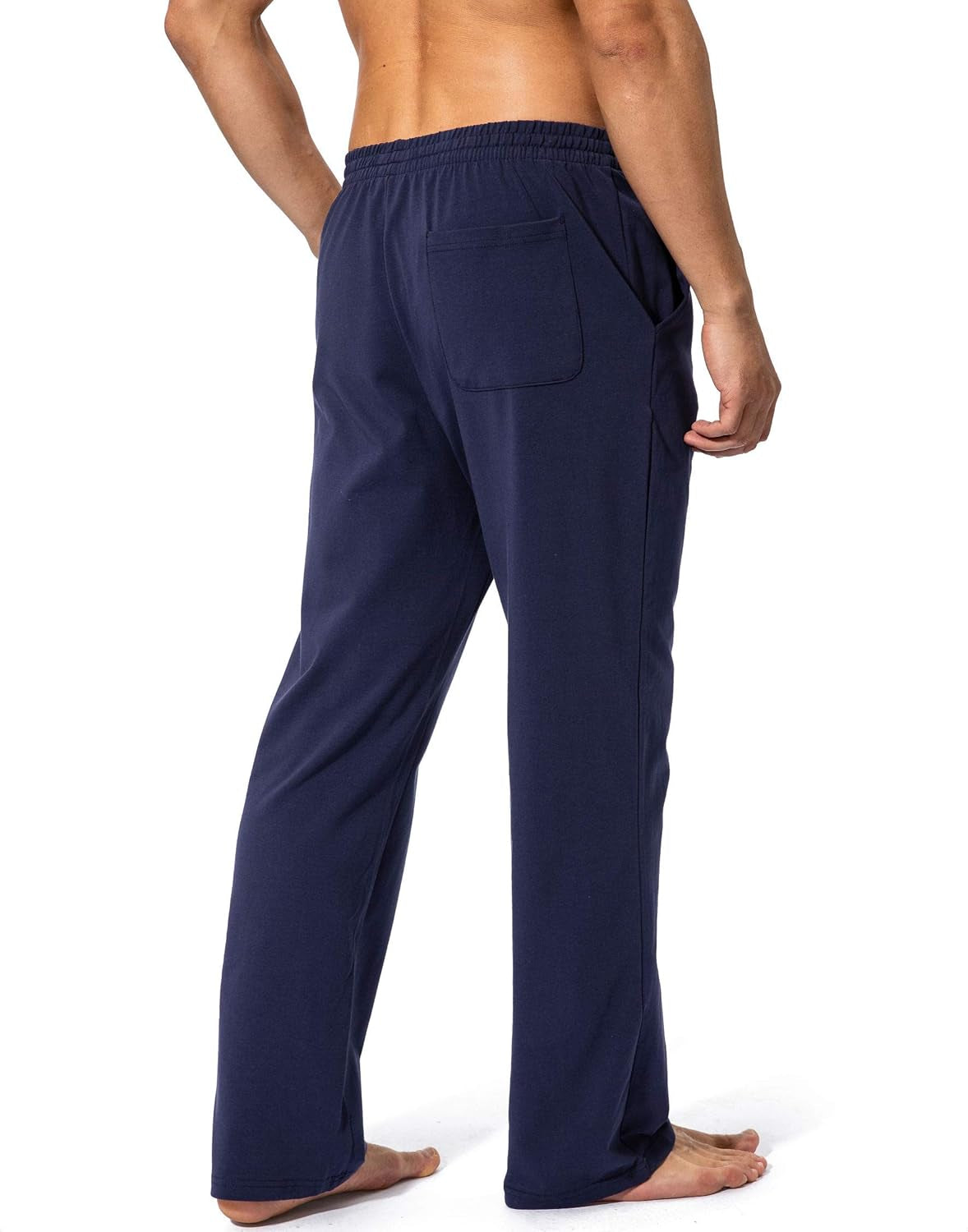 Men'S Cotton Yoga Sweatpants Athletic Casual Pants with Pockets | Lounge Pants Open Bottom Jersey Pants 4 Way Stretch Soft Elastic Waist with Drawstring