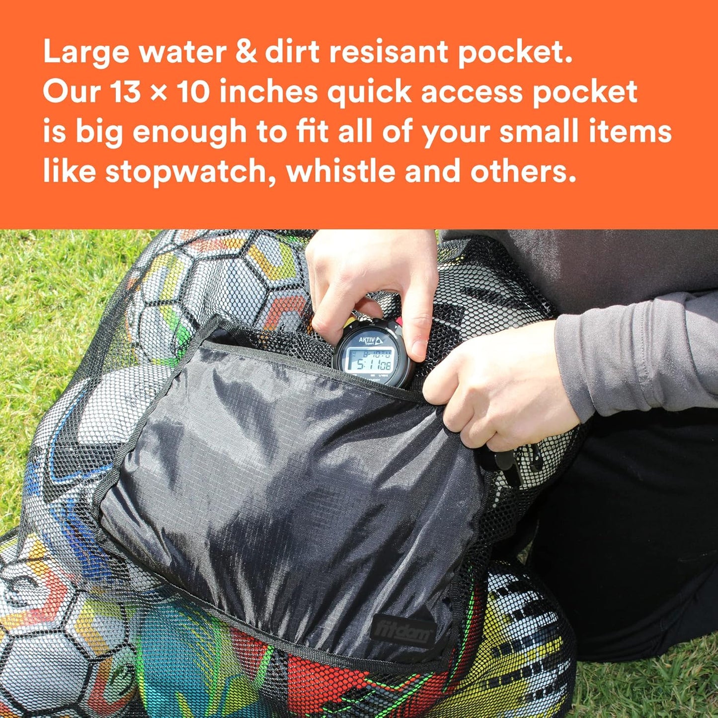 XL Heavy Duty Mesh Sports Gear Bag with Adjustable Shoulder Strap | 40" X 30" Jumbo Storage with Water Resistant Side Pocket for Soccer Balls, Swim Gear, Beach, Pool & Outdoor Equipment
