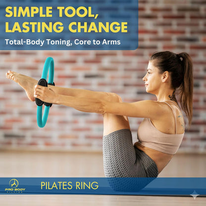 Circle - 14 Inch Magic Circle Pilates Ring | 30 Lb Resistance, Dual Foam Grips, Inner Thigh Exerciser, Pilates at Home Equipment, Carry Pouch, Pilates Essentials