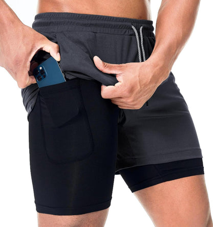 Men'S 2 in 1 Running Workout Shorts Athletic Gym 7" Shorts for Men | Lightweight, Quick Dry, Running, Workout, Gym, Training Shorts, Elastic Waist, Compression Liner Shorts with Phone Pocket