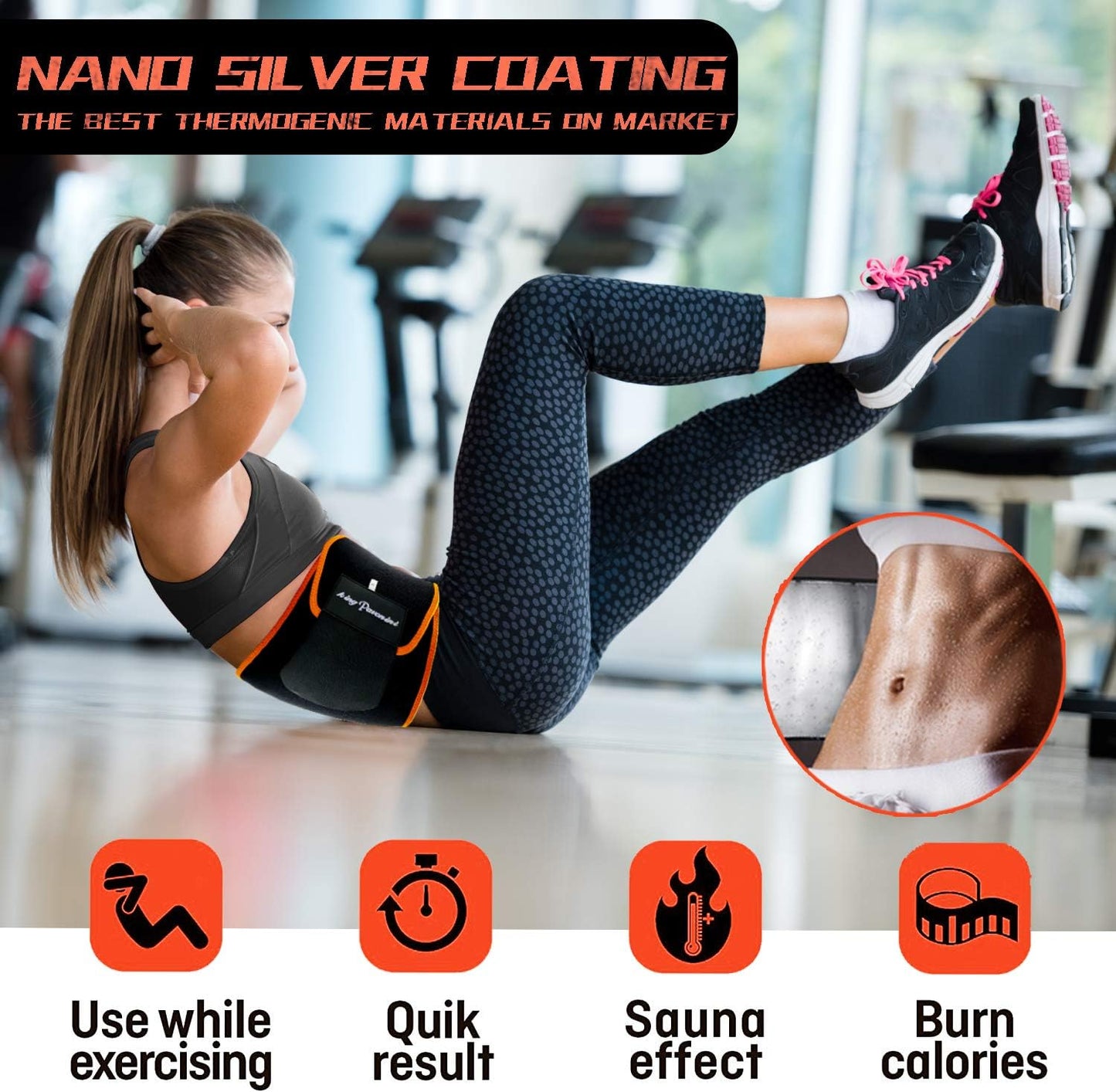 Waist Trainer for Men Women Belly Fat, Sweat Belt Band | Sweat-Enhancing Waist Trimmer, Stomach Wrap, Slimming Body Shaper, Adjustable Fit, for Gym High-Intensity Training & Workouts