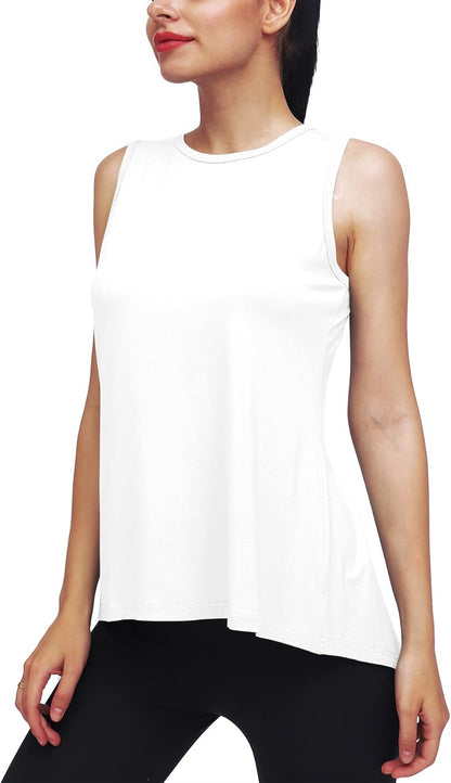 Workout Tops for Women Yoga Tank Athletic Muscle Shirts Tie Back | Open Back, Loose Fit, Breathable Mesh, Racerback, Sleeveless Shirts, Workout Clothes for Women