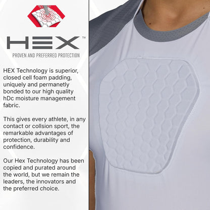 HEX Chest Protector Shirt Heart Guard Sternum Compression Padded Shirt for Football, Lacrosse, Softball Rugby - Youth