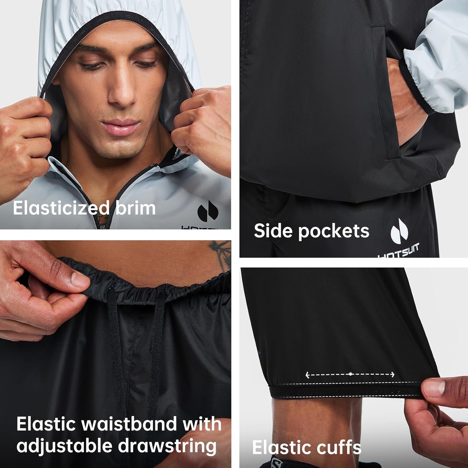 Sauna Suit for Men Weight Loss Sweat Suits Gym Workout Exercise Sauna Jacket Pant Full Body