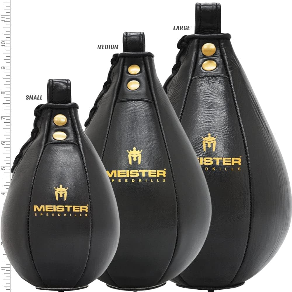 Speedkills Leather Speed Bag with Lightweight Latex Bladder | Hand-Stitched and Gyro-Balanced for True Rebounds, 100% Genuine Cowhide Leather, Lightweight Speedkills Bladder