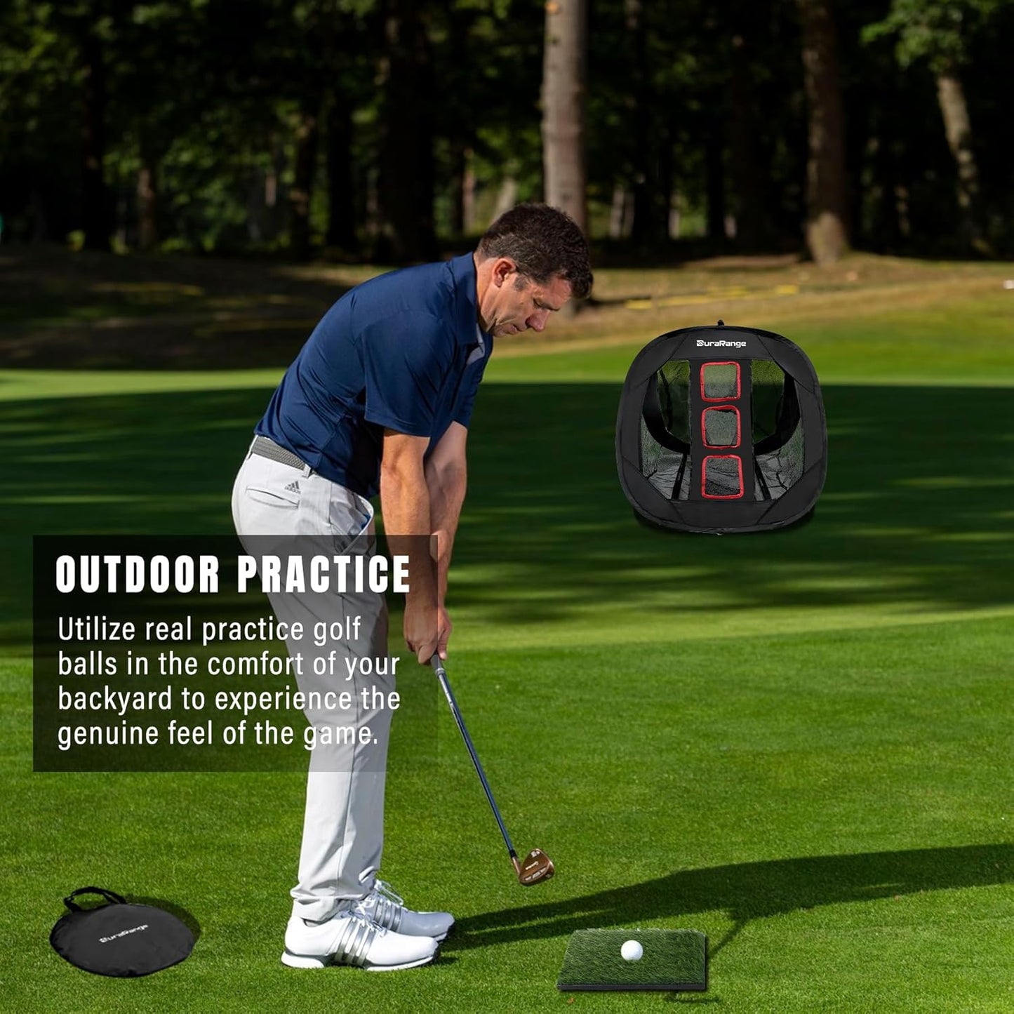 Pop-Up Golf Chipping Net for Short Game Practice | Foldable Triple-Target Design, Chipping Drills, Pitching Practice, Indoor Training, Backyard Practice, Quick Setup