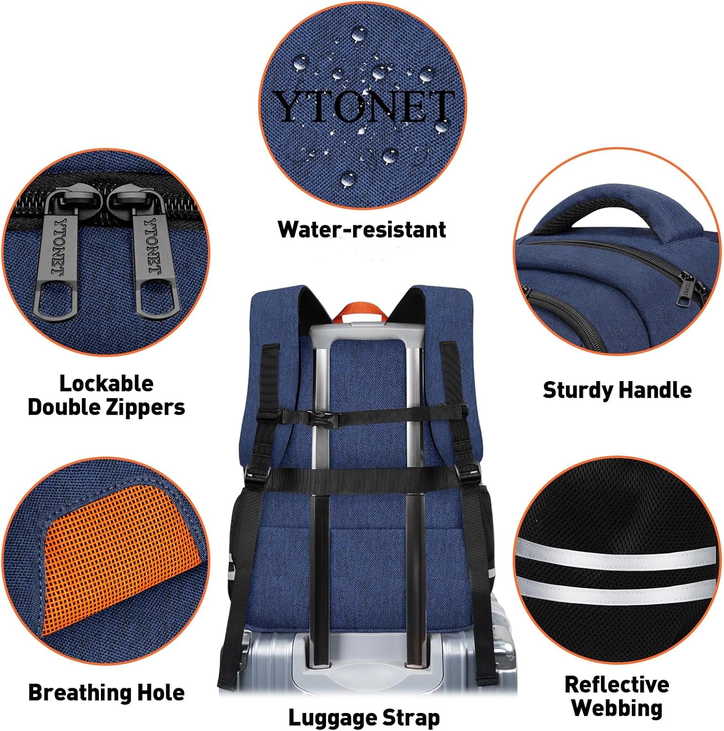 Gym Backpack for Men Women, Travel Backpack Fit 17.3 Inch Laptop | Lightweight Water Resistant Workout Bag with Shoe Compartment for Sports Camping Hiking Dark Blue