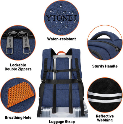 Gym Backpack for Men Women, Travel Backpack Fit 17.3 Inch Laptop | Lightweight Water Resistant Workout Bag with Shoe Compartment for Sports Camping Hiking Dark Blue