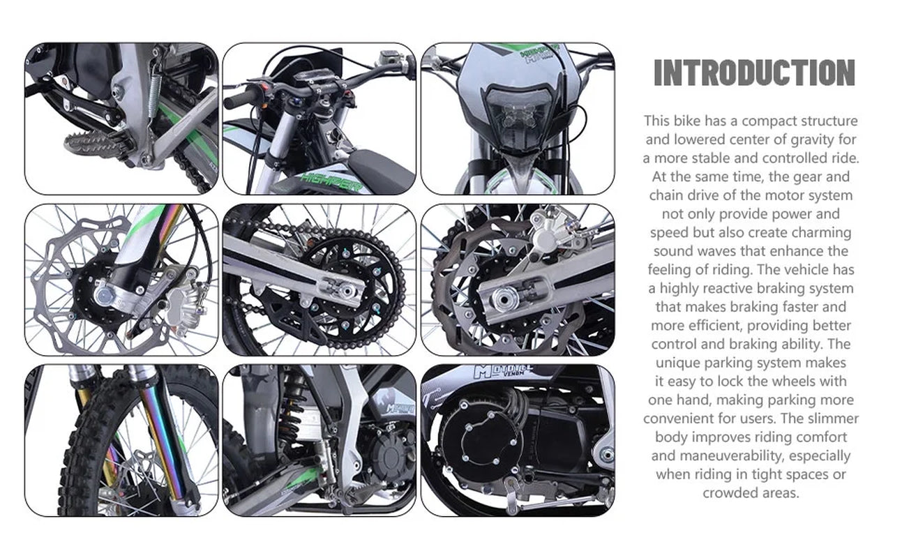 Mototec Venom 72V 12000W Electric Dirt Bike Black