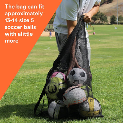 XL Heavy Duty Mesh Sports Gear Bag with Adjustable Shoulder Strap | 40" X 30" Jumbo Storage with Water Resistant Side Pocket for Soccer Balls, Swim Gear, Beach, Pool & Outdoor Equipment